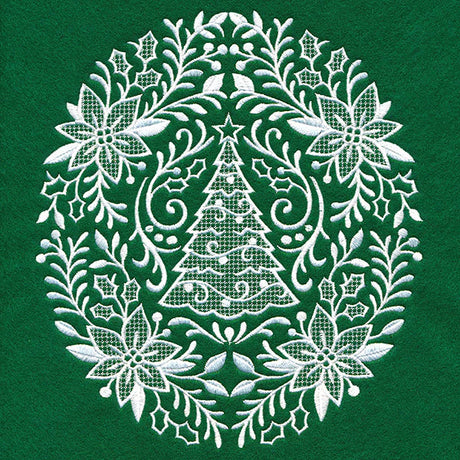 whitework machine embroidery design of a Christmas tree