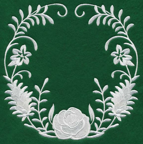 whitework wreath machine embroidery design