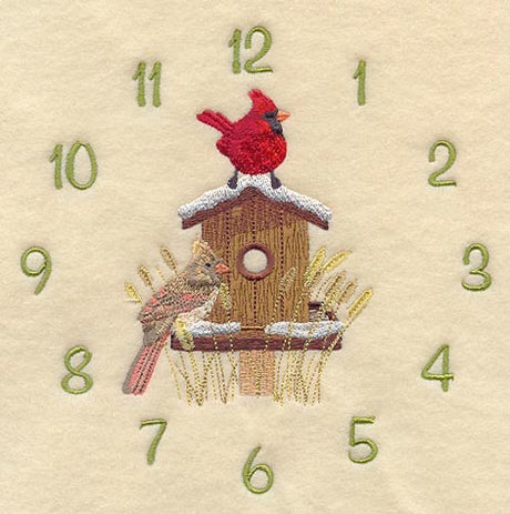 Cardinals and Birdhouse Clock