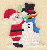 Santa Building Snowman