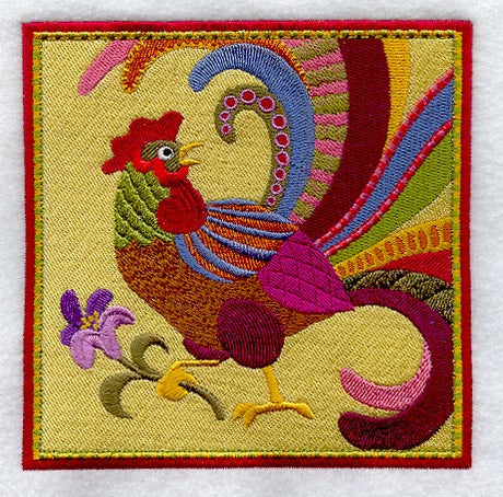 Folk Rooster Tile