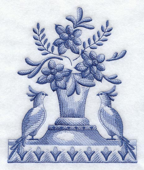 Delft Blue Doves and Flowers