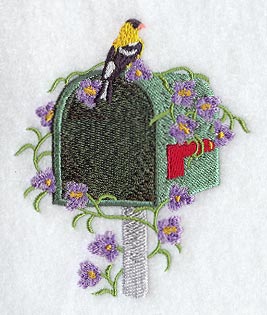 Mailbox with Crocus and Goldfinch