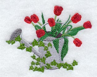 Spring Watering Can and Tulips