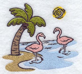 Flamingo Pair with Palm Tree