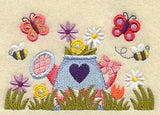 Watering Can with Flowers and Butterflies