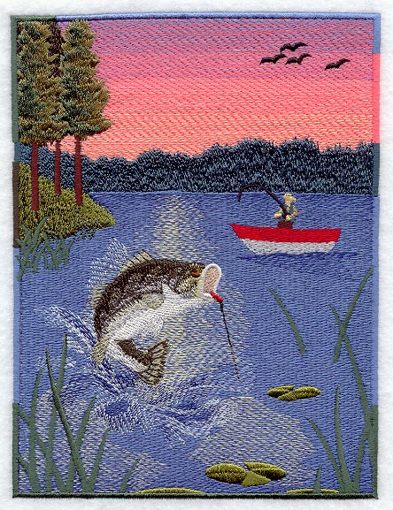 Leaping Largemouth Fishing Scene