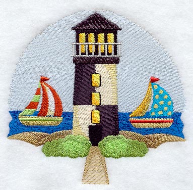 Lighthouse and Sailboats
