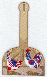 Patriotic Hen and Rooster Towel Topper