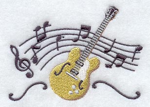 Guitar and Music Staff - Right