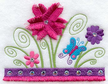 Floral Pocket Topper (Fringe, Crystals)