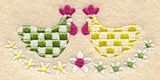 Checkered Roosters and Flowers