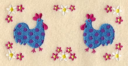Polka-Dot Rooster Pair