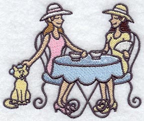 Shoppers at French Café