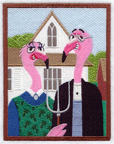 American Gothic Flamingos