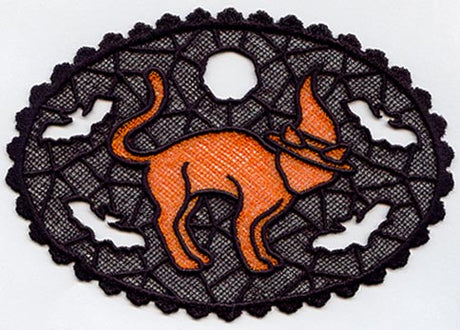 Centerpiece Halloween Cat and Bats (Lace)