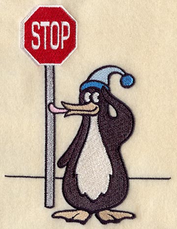 Penguin and Stop Sign