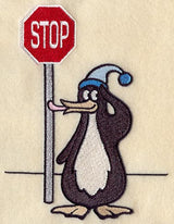 Penguin and Stop Sign