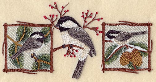 Winter Chickadee Trio