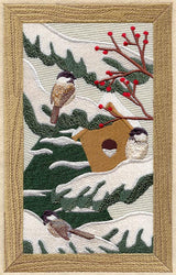 Winter Chickadees and Birdhouse