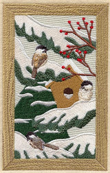 Winter Chickadees and Birdhouse