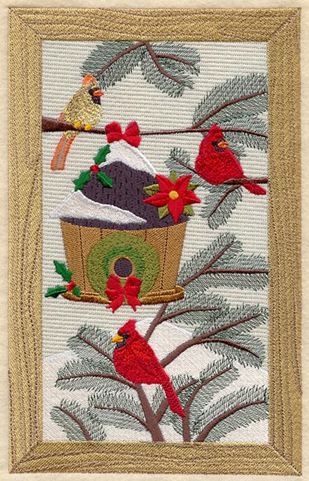 Christmas Cardinals and Birdhouse