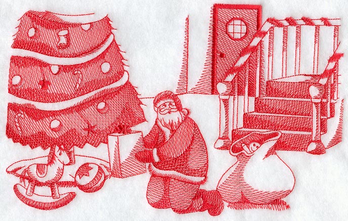 Santa and Gifts Scene (Toile)