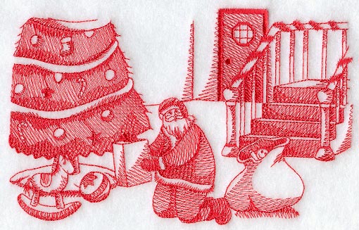 Santa and Gifts Scene (Toile)