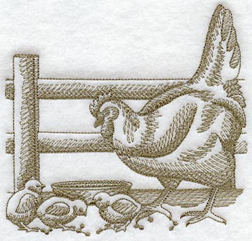 Hen and Chicks (Toile)