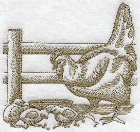 Hen and Chicks (Toile)