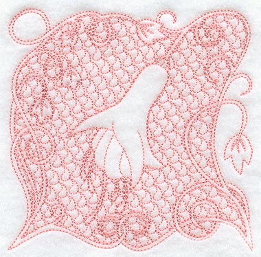 Fuchsia Square (Trapunto)