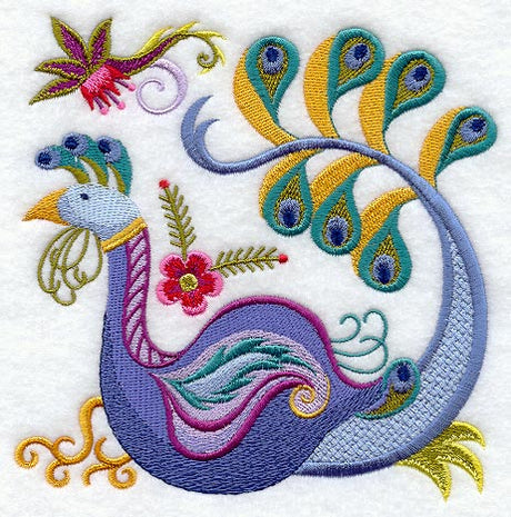 Jacobean Peacock Square