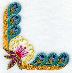 Jacobean Peacock Feather Corner
