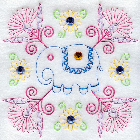 Kashmir Elephant Square (Crystals)