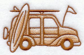 Woody Car and Surfboard