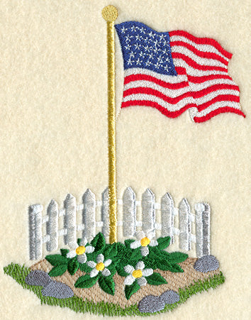 United States Flag with Flowers