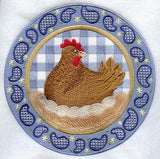 Gingham Paisley Rooster and Hen Circle