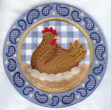 Gingham Paisley Rooster and Hen Circle