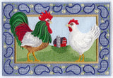 Gingham Paisley Rooster and Hen Rectangle