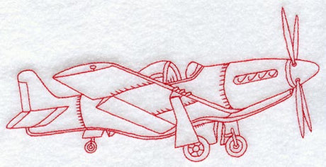 Mustang Fighter Airplane (Redwork)