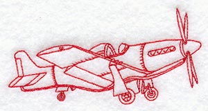 Mustang Fighter Airplane (Redwork)