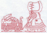 Sunbonnet Sue and Wagon (Redwork)