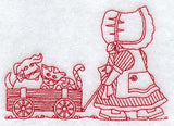 Sunbonnet Sue and Wagon (Redwork)