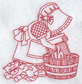 Sunbonnet Sue - Laundry (Redwork)