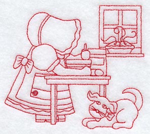 Sunbonnet Sue - Baking (Redwork)
