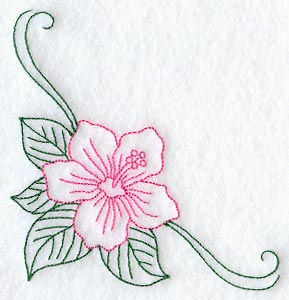 Hibiscus Corner (Redwork)