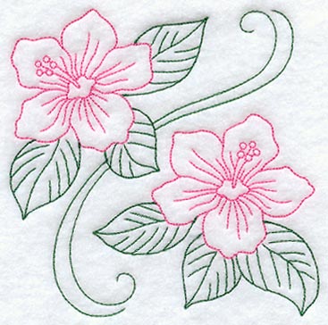 Hibiscus Square (Redwork)