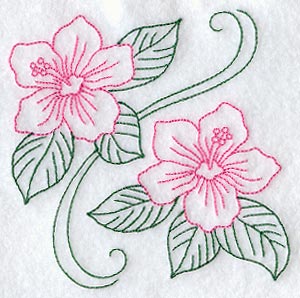 Hibiscus Square (Redwork)