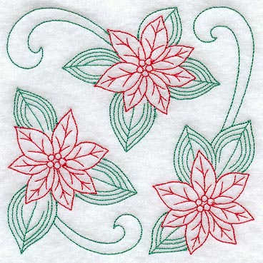 Poinsettia Square (Redwork)