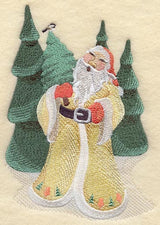 Santa in Forest with Chickadees